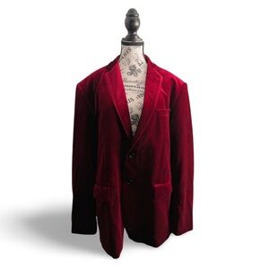Men's Velvet Blazer - Rich Burgundy